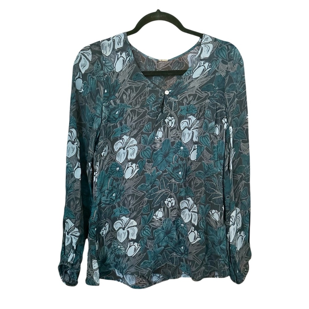 CHAN LUU Semi Sheer Floral Blouse Size XS